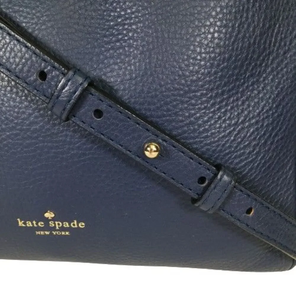 Kate Spade Charles Street Small Haven Navy Blue Leather Hobo Handbag Purse Bag